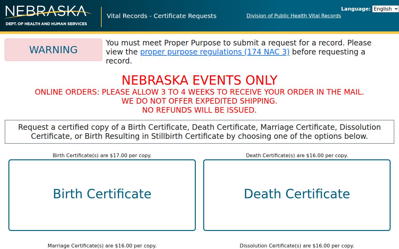 Hastings residents directory Nebraska vital records order portal