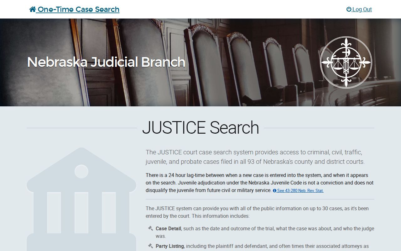 Hastings resident lookup Nebraska JUSTICE one-time party-name search details