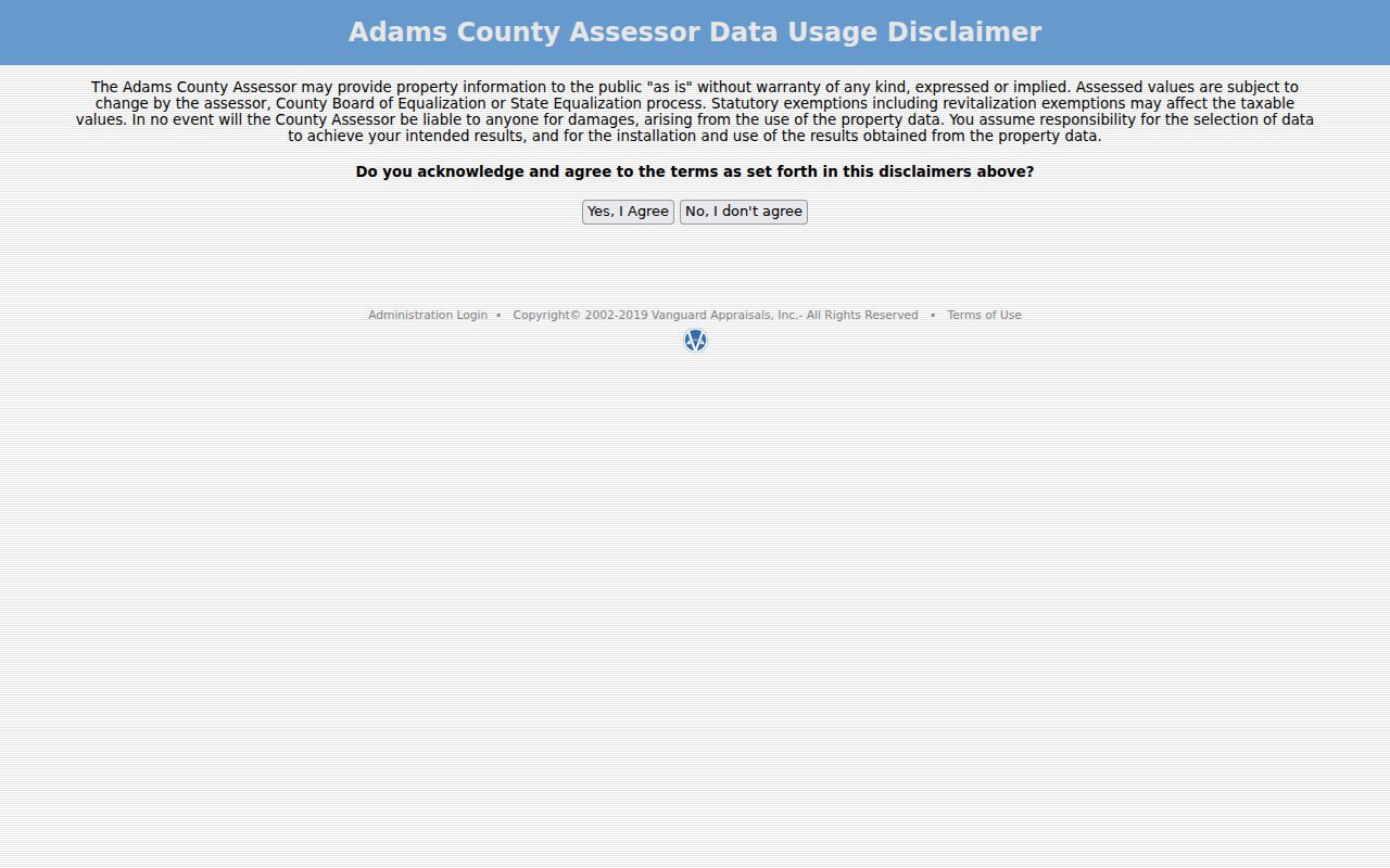 Hastings street directory Adams County Assessor address search fields